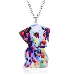 Colorful Dog Dalmatian Acrylic Pendant Necklace
